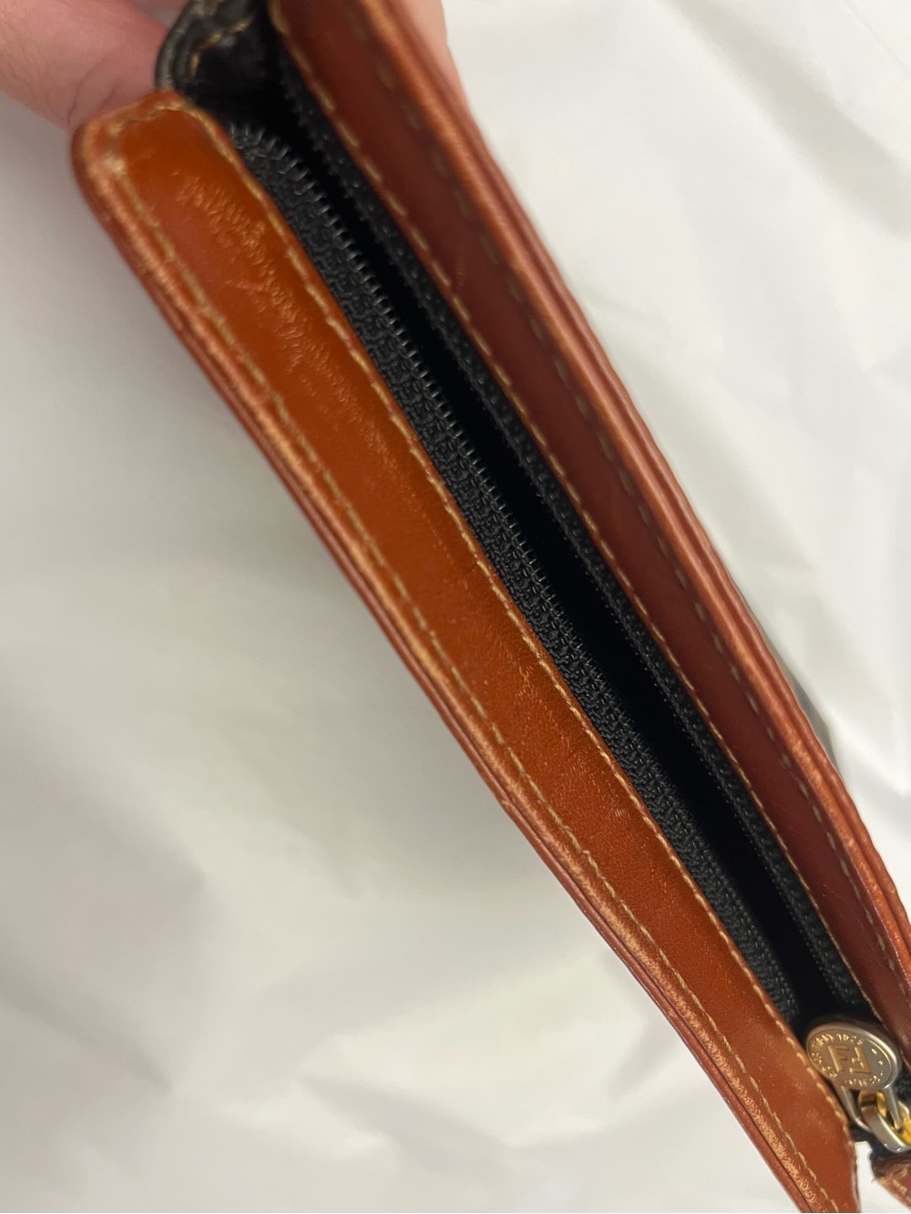 Fendi Zippered Small Pouch or Wallet with Zucca Pattern and Leather Trim, EUC - Picture 13 of 16